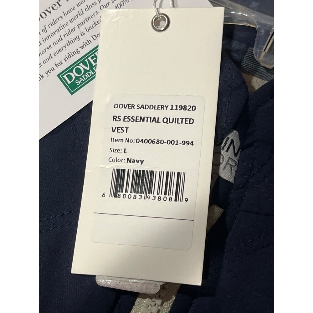 Riding Sport Quilted Navy Vest By Dover Saddlery Plaid Lining Womens Size L 26f - Picture 4 of 8